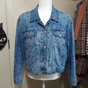 Madewell Boxy Crop Jean Jacket with Hearts